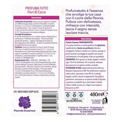 PEONIA ESSENCE PROFUMATUTTO – Peonia e Fiori di Cocco 480ml