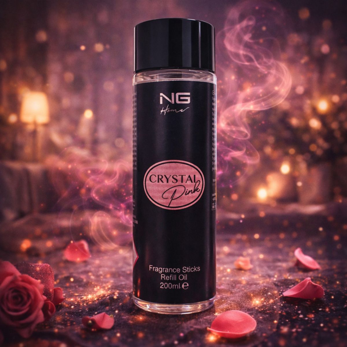 NG HOME CRYSTAL PINK - Diffusore di Profumo per Ambiente con Bastoncini 200ml o Ricarica