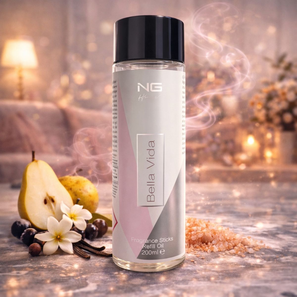 NG HOME BELLA VIDA - Diffusore di Profumo per Ambiente con Bastoncini 200ml o Ricarica