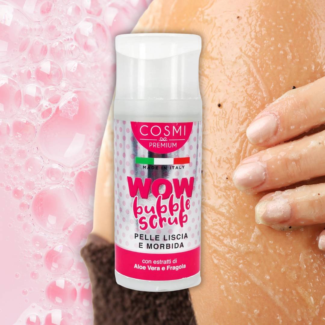 WOW BUBBLE SCRUB CORPO | Pelle Liscia & Morbida - con Aloe Vera e Fragola