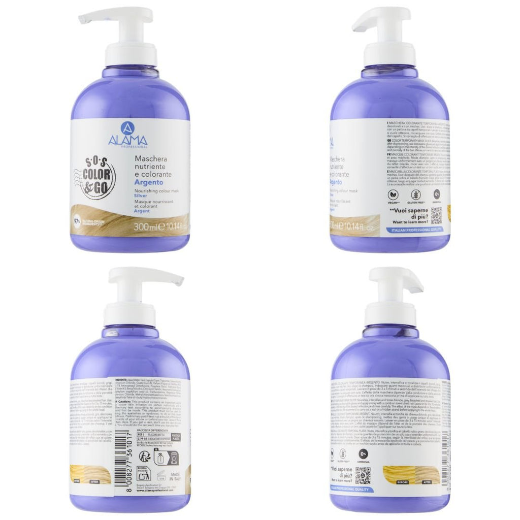 ALAMA SOS COLOR & GO Vegan - Maschera Nutriente e Colorante Argento 300ml - Liquidò