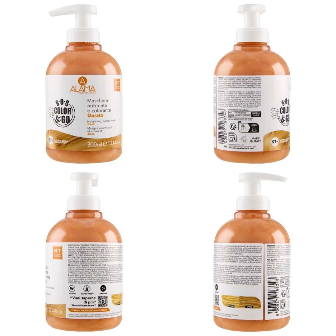 ALAMA SOS COLOR & GO Vegan - Maschera Nutriente e Colorante Dorato 300ml - Liquidò
