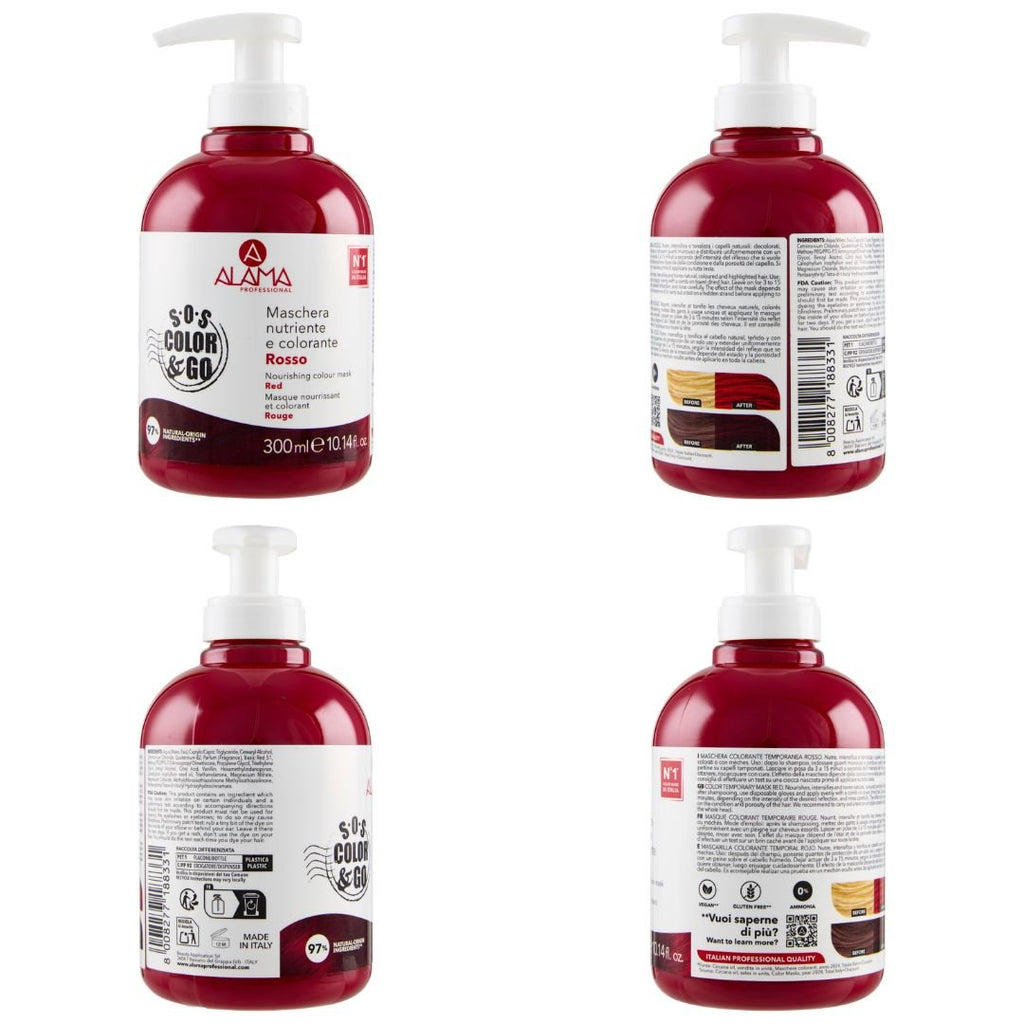 ALAMA SOS COLOR & GO Vegan - Maschera Nutriente e Colorante Rosso 300ml - Liquidò