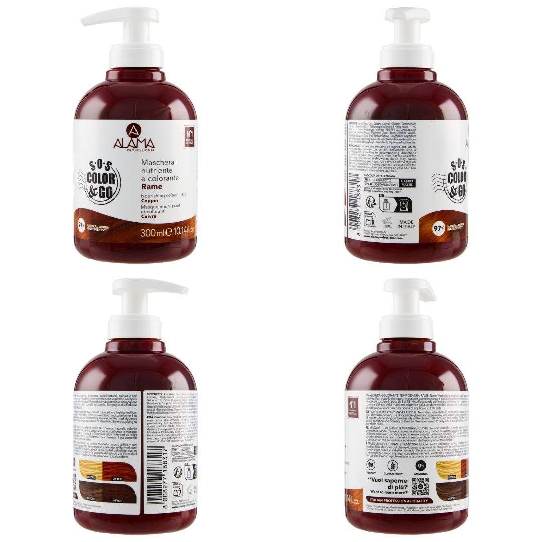 ALAMA SOS COLOR & GO Vegan - Maschera Nutriente e Colorante Rame 300ml - Liquidò