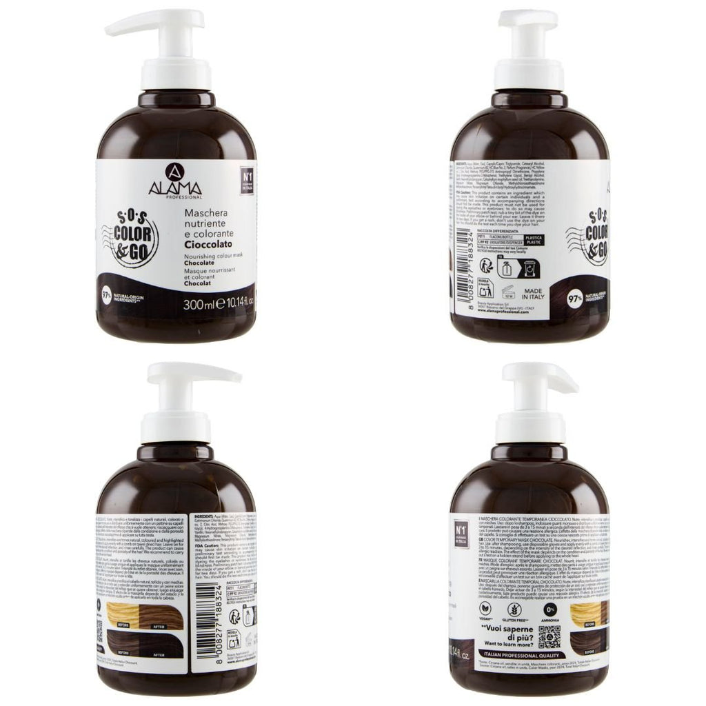 ALAMA SOS COLOR & GO Vegan - Maschera Nutriente e Colorante Cioccolato 300ml - Liquidò