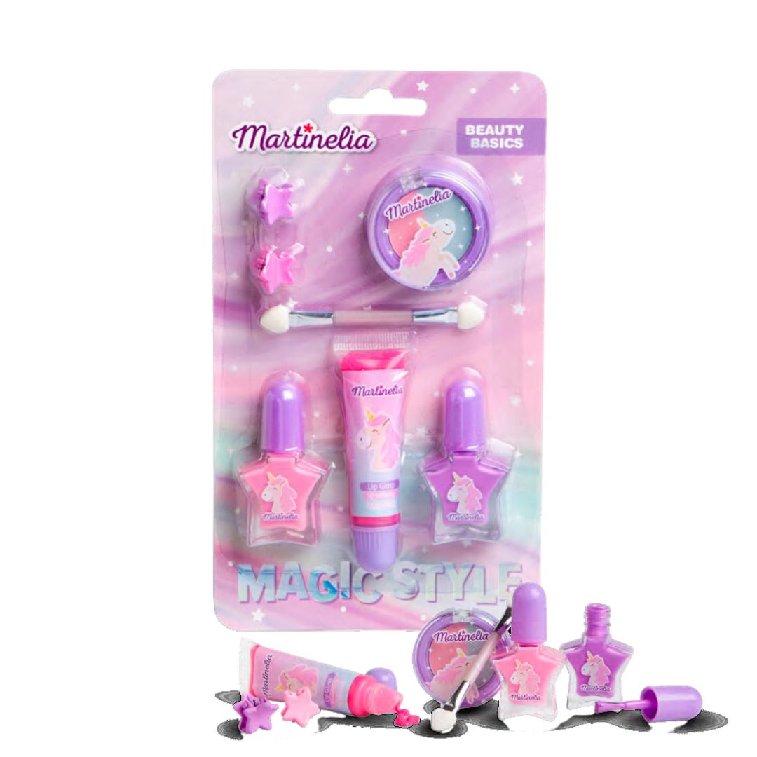 KIT LITTLE UNICORN - Lucidalabbra glitterato + smalto per unghie + ombretto