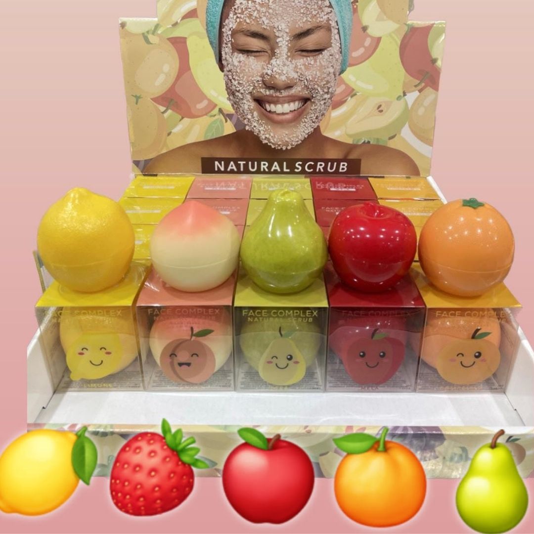 NATURAL SCRUB VISO E LABBRA - Pesca , pera , limone , mela e pompelmo