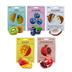 SET MASCHERE FRUTTA - Maschere viso al profumo melograno , mango , cocco , mirtilli e kiwi