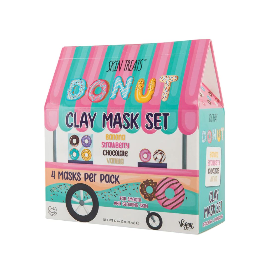 DONUT SET MASK - Maschere viso al profumo di banana , cioccolato , fragola e vaniglia