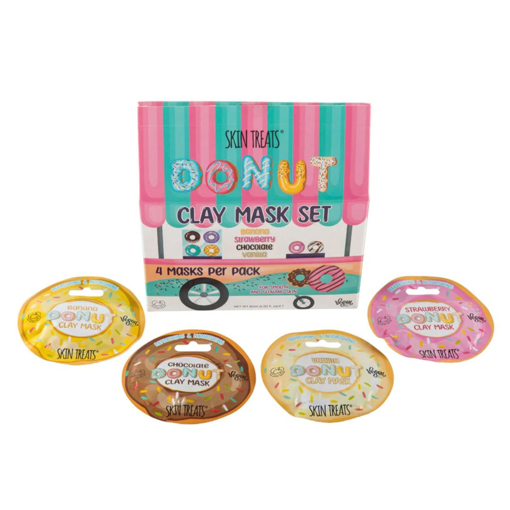 DONUT SET MASK - Maschere viso al profumo di banana , cioccolato , fragola e vaniglia