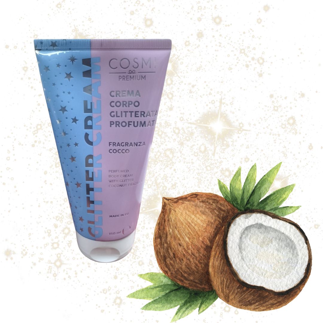 CREMA CORPO PROFUMATA GLITTERATA - Cocco, Vaniglia e Miele 150ml