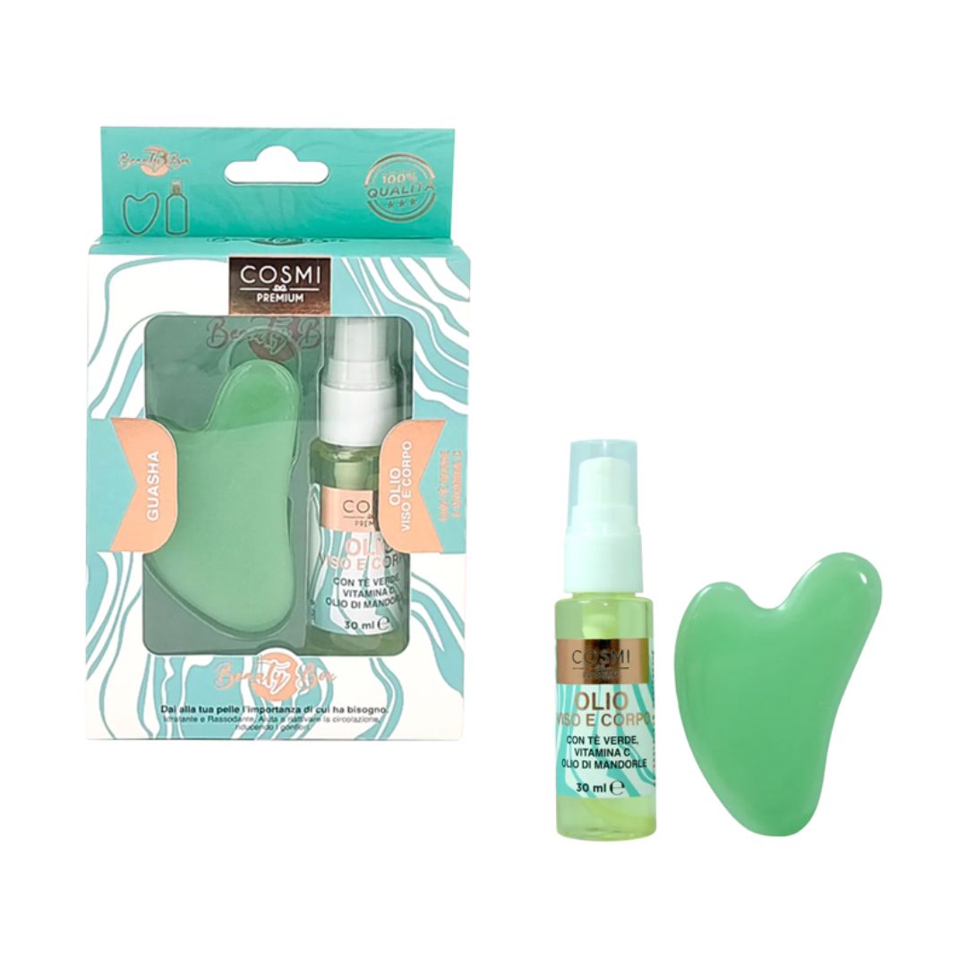 BEAUTY BOX CON TE VERDE - Olio viso e corpo e pietra Guasha