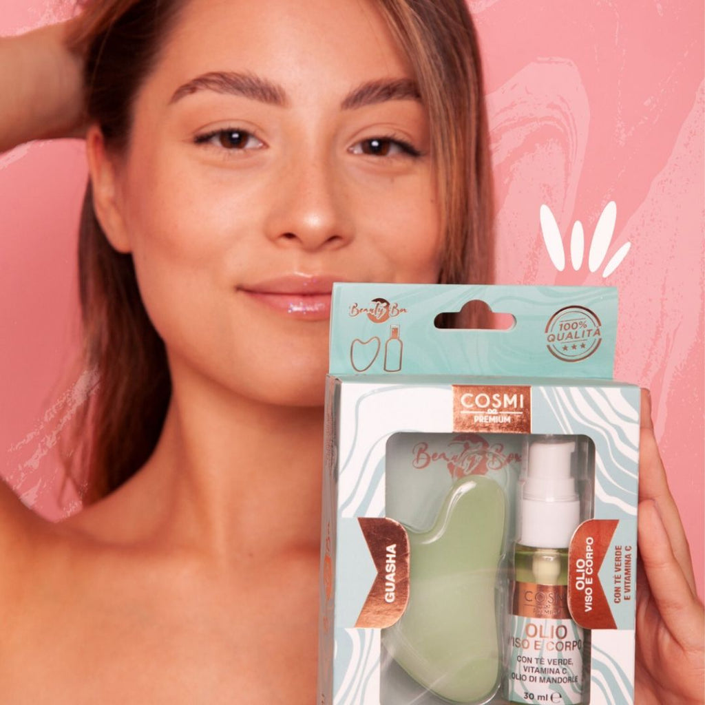 BEAUTY BOX CON TE VERDE - Olio viso e corpo e pietra Guasha