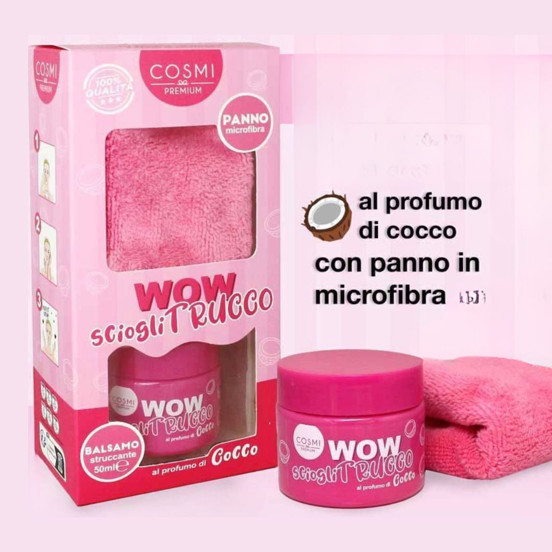 WOW SCIOGLI TRUCCO - Set Balsamo Struccante al Cocco + Panno Microfibra