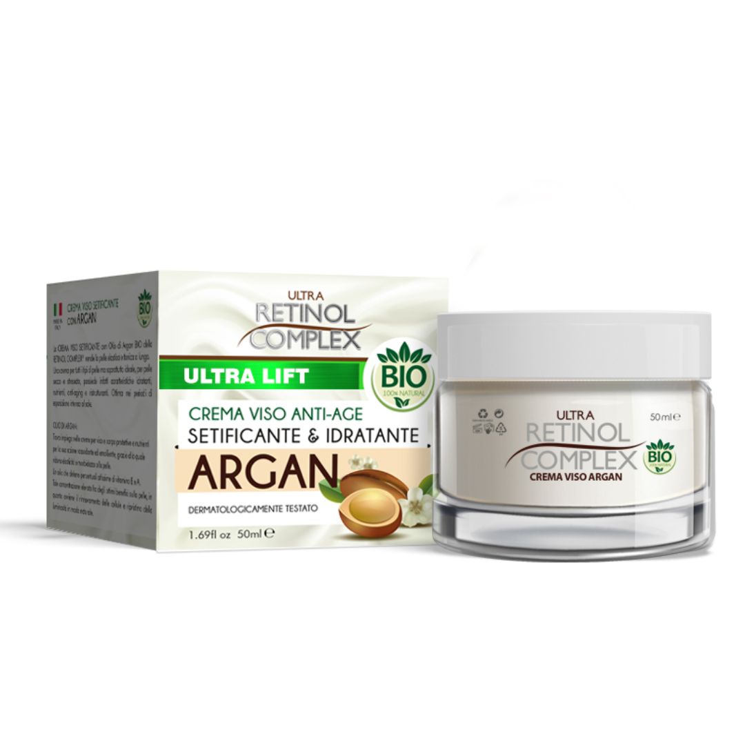 CREMA VISO ANTI-AGE  -  Setificante e idratante con ARGAN