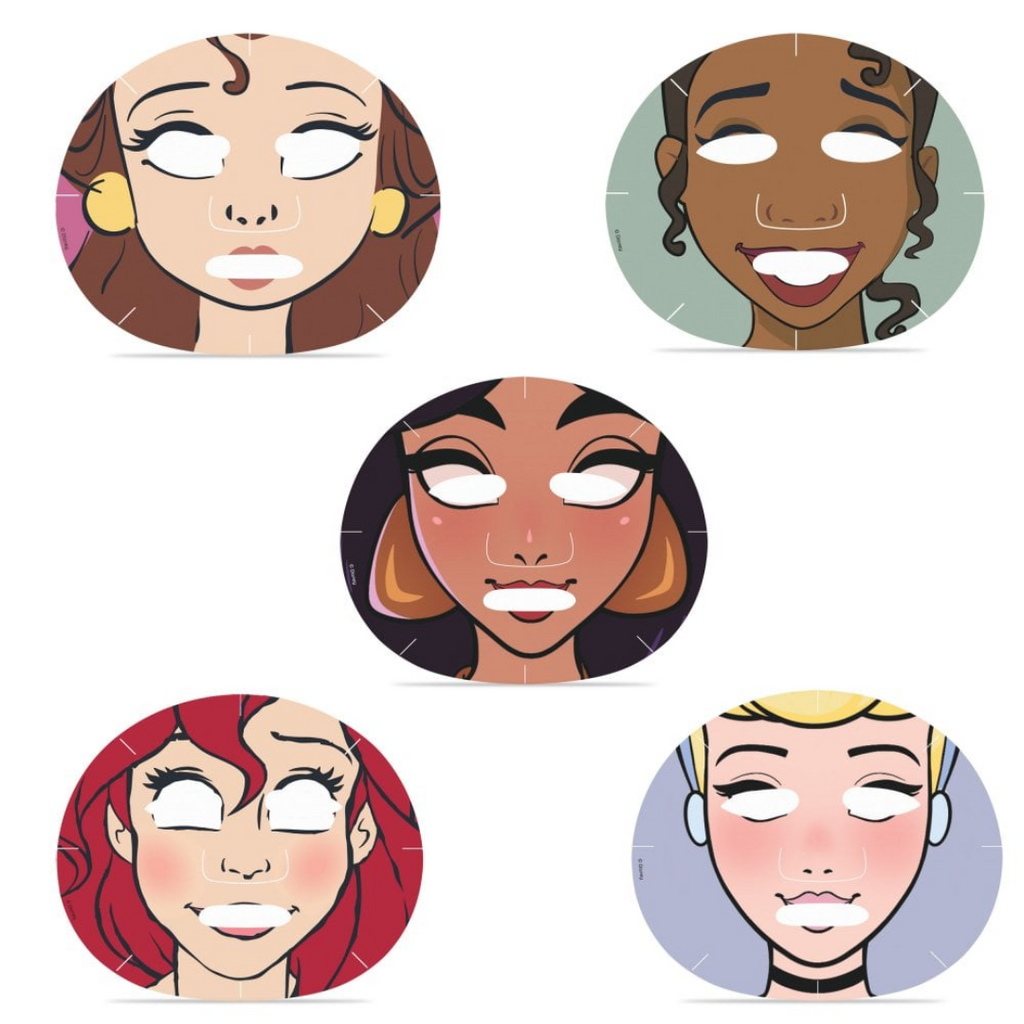 Disney - Collezione di Maschera Viso In Tessuto  PRINCIPESSE da 5pz