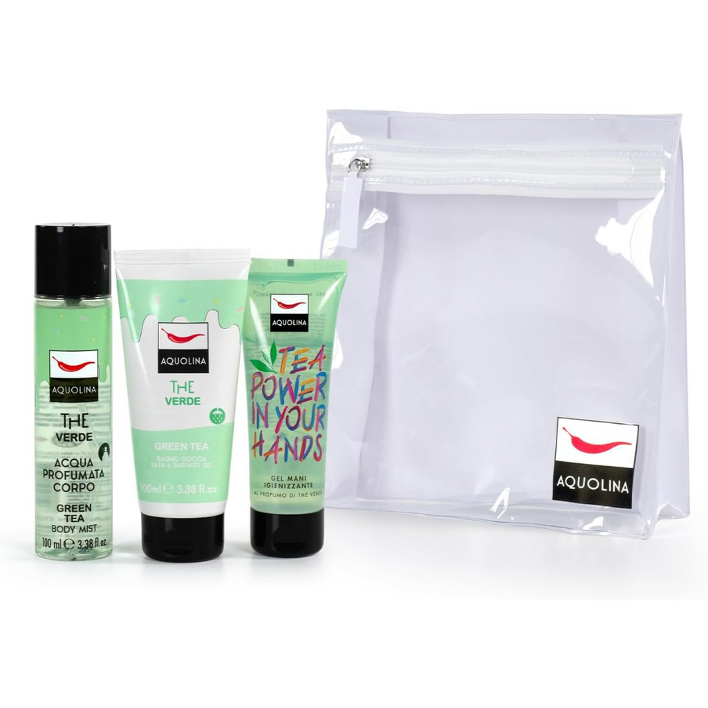 TRAVEL SET 100ML - The Verde | Bagno Doccia, Gel Igenizzante Mani, Acqua Corpo Profumata