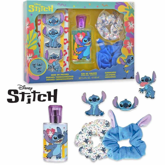 Disney Stitch - set eau de toilette 100ml + toppe termoadesive + scrunchies