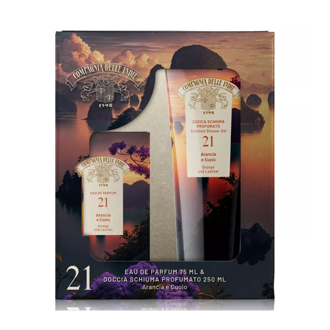 COMPAGNIA DELLE INDIE COFANETTO | ARANCIA E CUOIO - Eau de Parfum 75 ml e Crema Corpo Idratante 250 ml