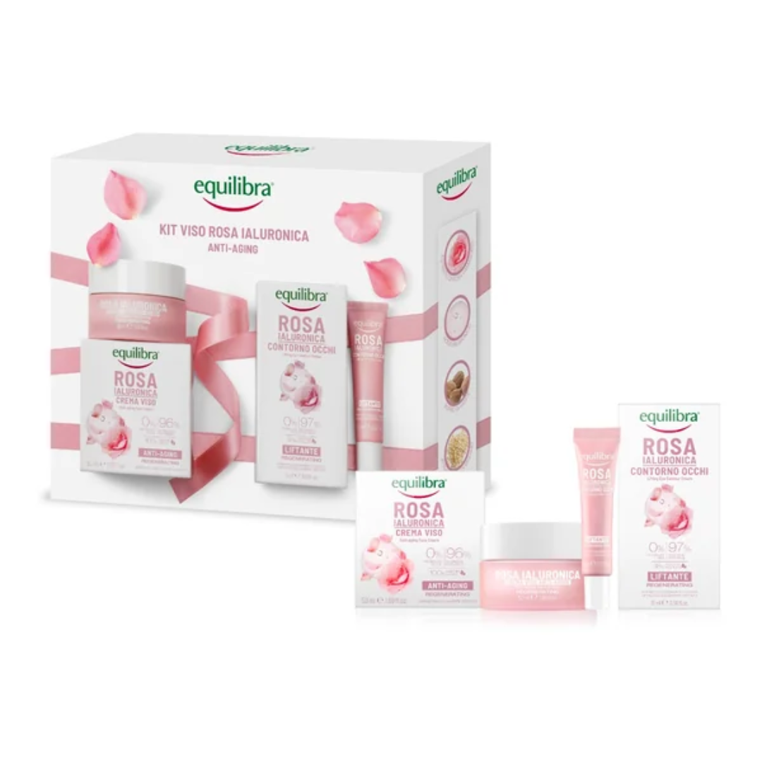 EQUILIBRA KIT ROSA - Rosa Ialuronica Anti Aging Crema Viso 50 ml + Contorno Occhi Liftante 15 ml