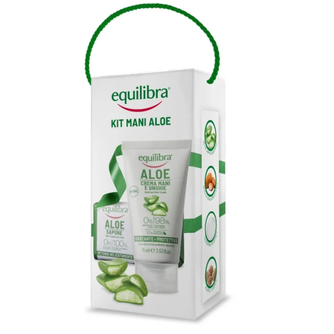 EQUILIBRA KIT MANI -Kit Mani Aloe Sapone 100% Vegetale 100 g + Crema Mani Unghie 75 ml