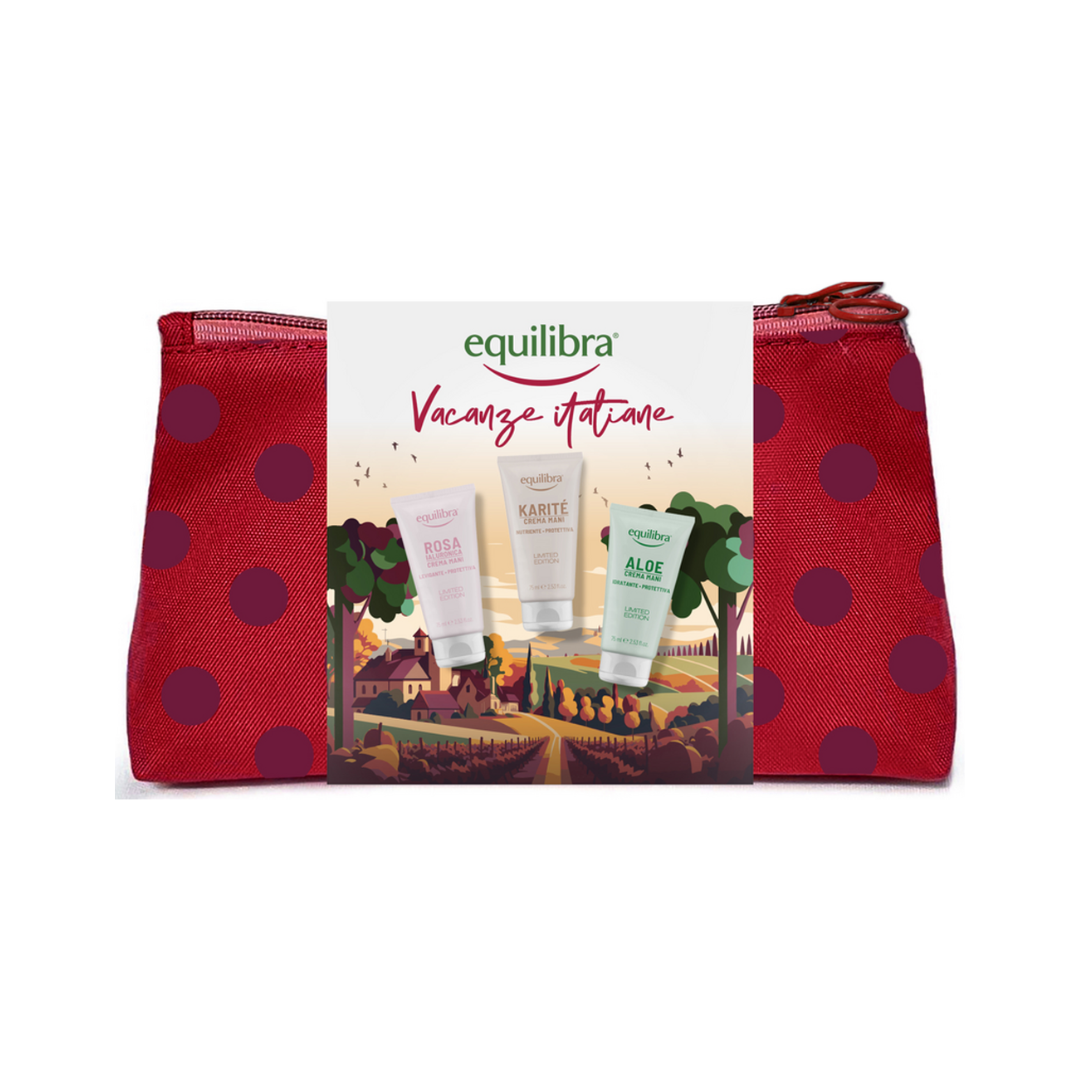 EQUILIBRA KIT -POCHETTE 3 CREME MANI 75 ML - ROSA, KARITE', ALOE