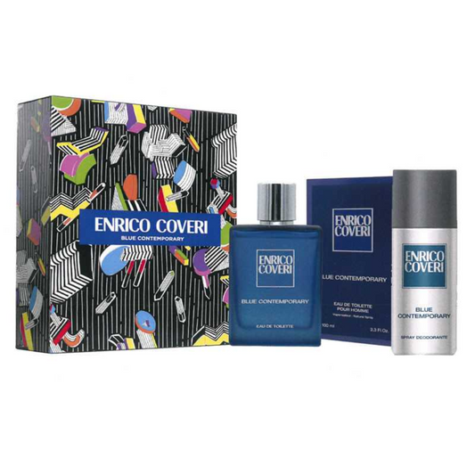 ENRICO COVERI - Cofanetto Blue Contemporary Pour Homme con Eau de Toilette 100ml e Deo 150ml