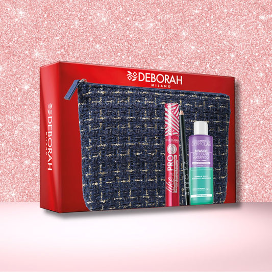 DEBORAH MILANO POCHETTE 05 | Mascara Like a Pro + Matita Occhi Nera 24H + Struccante Bifasico