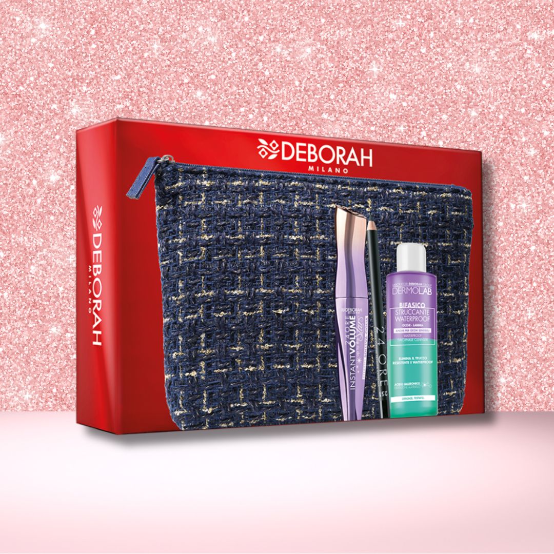 DEBORAH MILANO POCHETTE 02 | Mascara 24H Instant Volume Up To The Stars + Matita Occhi Nera 24H + Struccante Bifasico