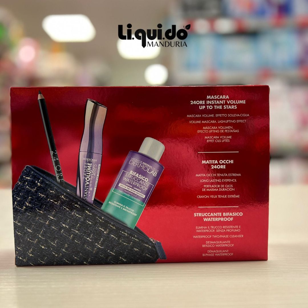 DEBORAH MILANO POCHETTE 02 | Mascara 24H Instant Volume Up To The Stars + Matita Occhi Nera 24H + Struccante Bifasico