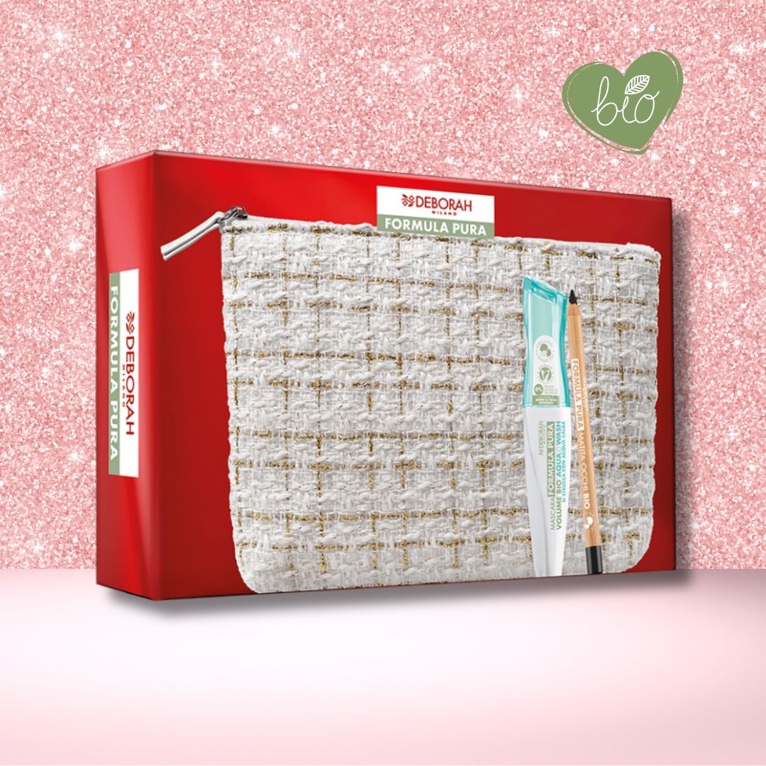 DEBORAH MILANO POCHETTE FORMULA PURA 01 | Mascara Volume AquaWash Bio + Matita Occhi Bio Nera