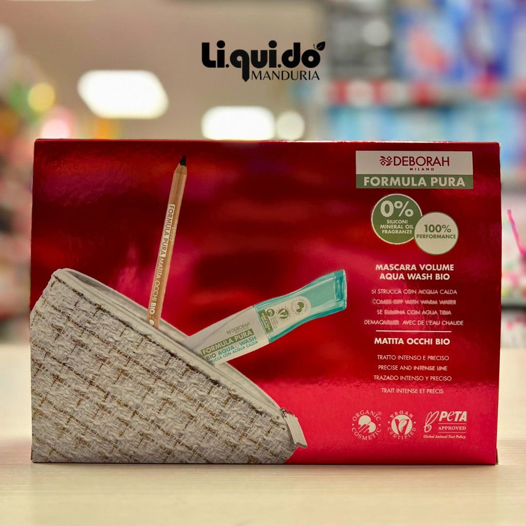 DEBORAH MILANO POCHETTE FORMULA PURA 01 | Mascara Volume AquaWash Bio + Matita Occhi Bio Nera