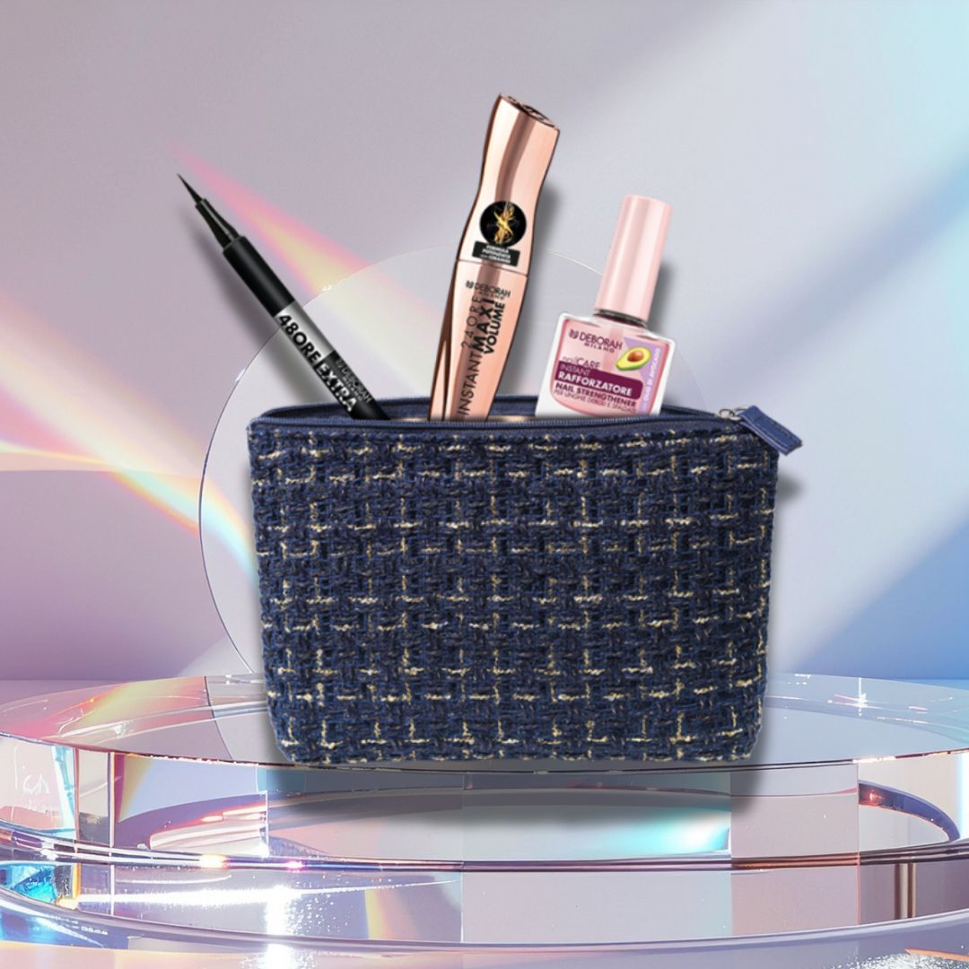DEBORAH MILANO POCHETTE 06 | Mascara 24H Instant MaxiVolume con Ceramidi + Eyeliner 48H ExtraWaterproof + Smalto Rinforzatore