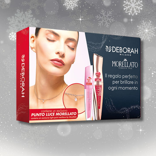 DEBORAH MILANO KIT MORELLATO 04 | Mascara 24H Instant MaxiVolume + Gloss SuperPlump Volumizzante + Collana Punto Luce
