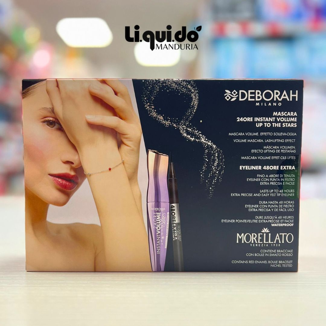 DEBORAH MILANO KIT MORELLATO 06 | Mascara 24H InstantVolume Up To The Stars + Eyeliner 24H ExtraWaterproof + Bracciale Morellato