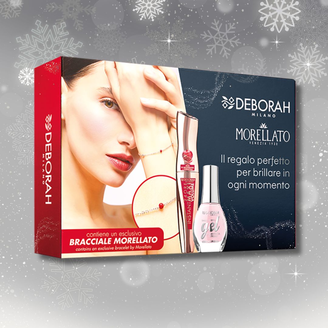 DEBORAH MILANO KIT MORELLATO 08 | Mascara 24H Instant MaxiVolume + Smalto Gel Effect n°20 + Bracciale Morellato