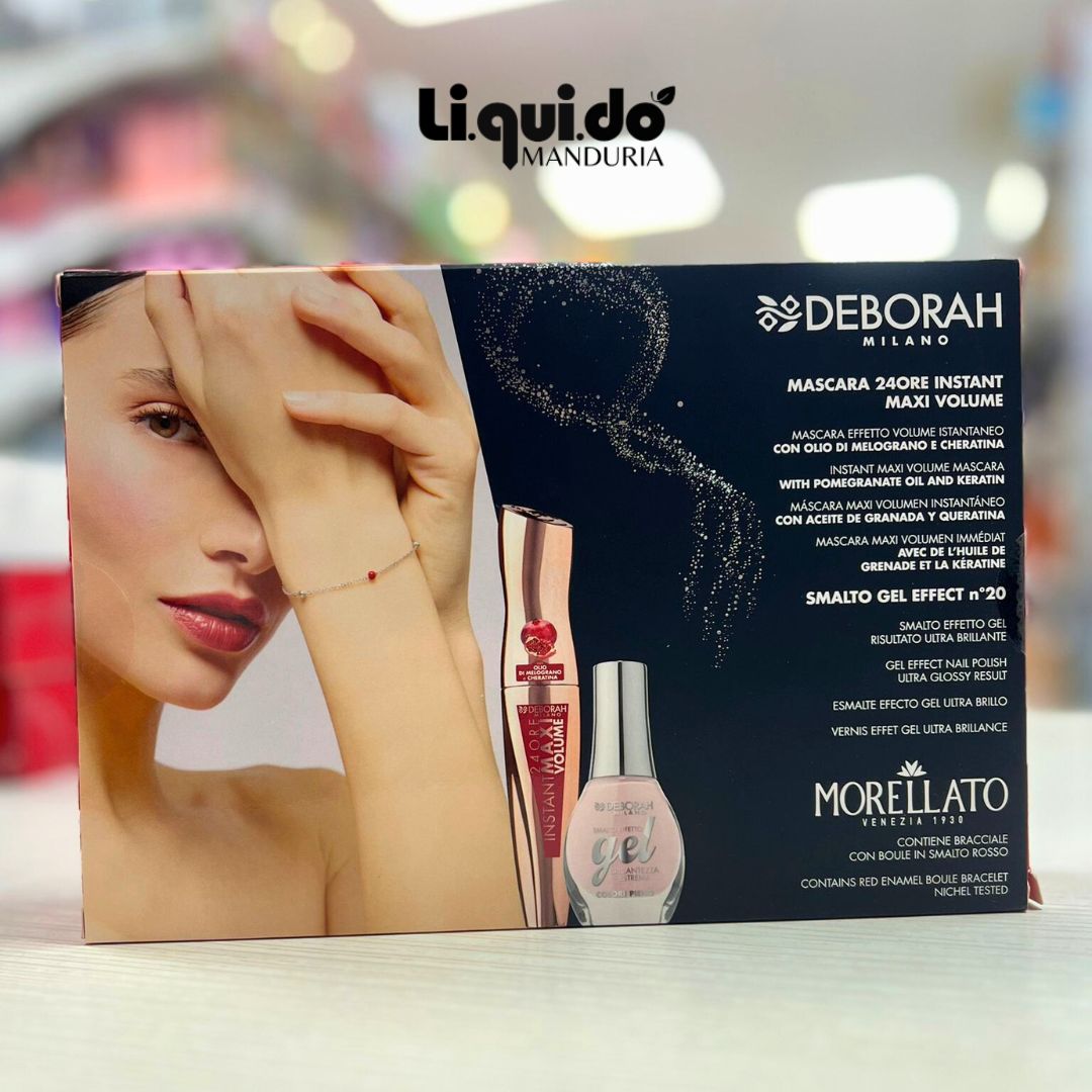 DEBORAH MILANO KIT MORELLATO 08 | Mascara 24H Instant MaxiVolume + Smalto Gel Effect n°20 + Bracciale Morellato
