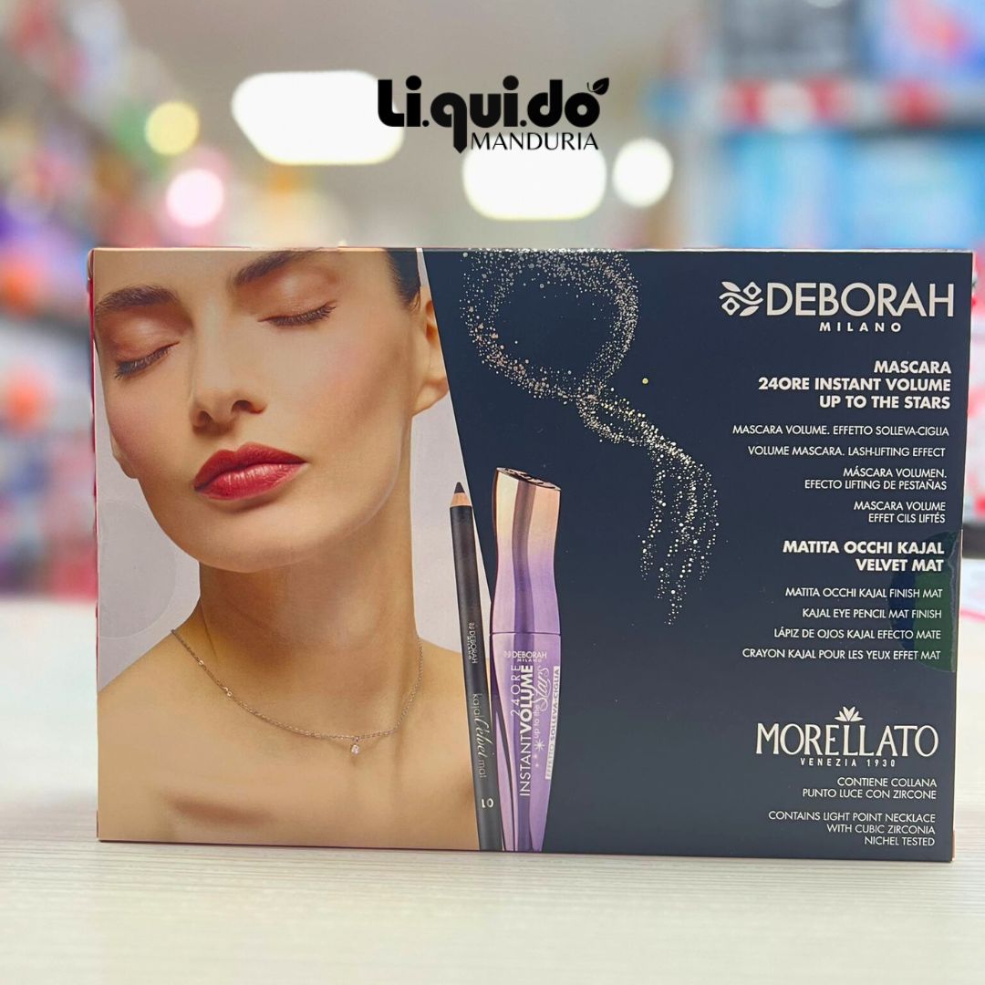 DEBORAH MILANO KIT MORELLATO 02 | Mascara 24H InstantVolume Up To The Stars + Matita Occhi Kajal Velvet Mat + Collana Punto Luce