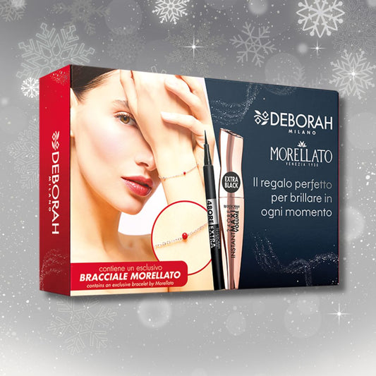 DEBORAH MILANO KIT MORELLATO 07 | Mascara 24H Instant MaxiVolume ExtraBlack, Eyeliner 48H Extra Waterproof + Bracciale Morellato