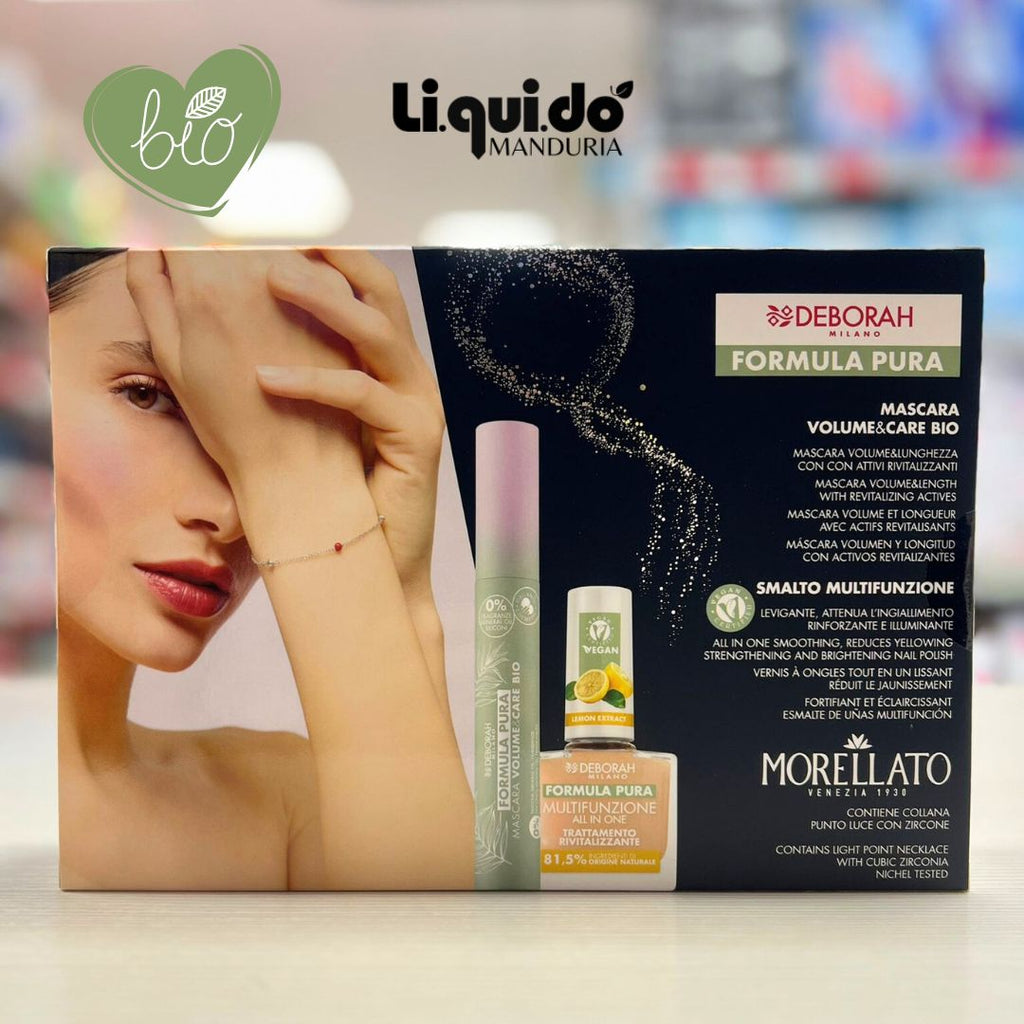 DEBORAH MILANO KIT MORELLATO FORMULA PURA 01 | Mascara Volume&Care Bio + Smalto Multifunzionale + Bracciale Morellato