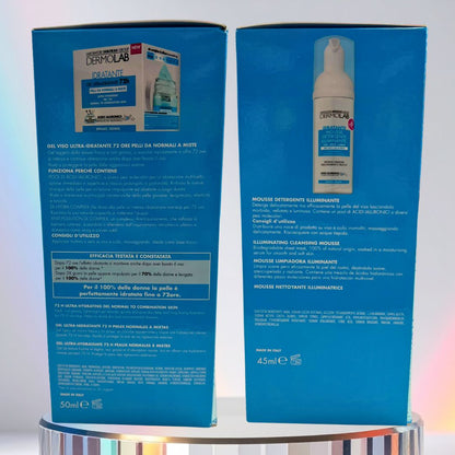 DERMOLAB BEAUTY BOX IDRATANTE| Gel Viso Ultra Idratante 72h + Mousse Detergente Illuminante