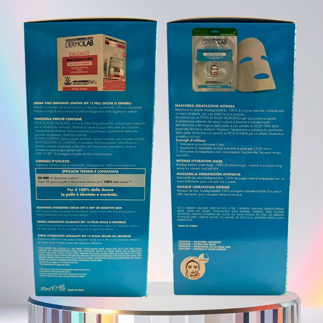 DERMOLAB BEAUTY BOX IDRATANTE| Crema Viso Idratante Lenitiva + Maschera Idratazione Intensa