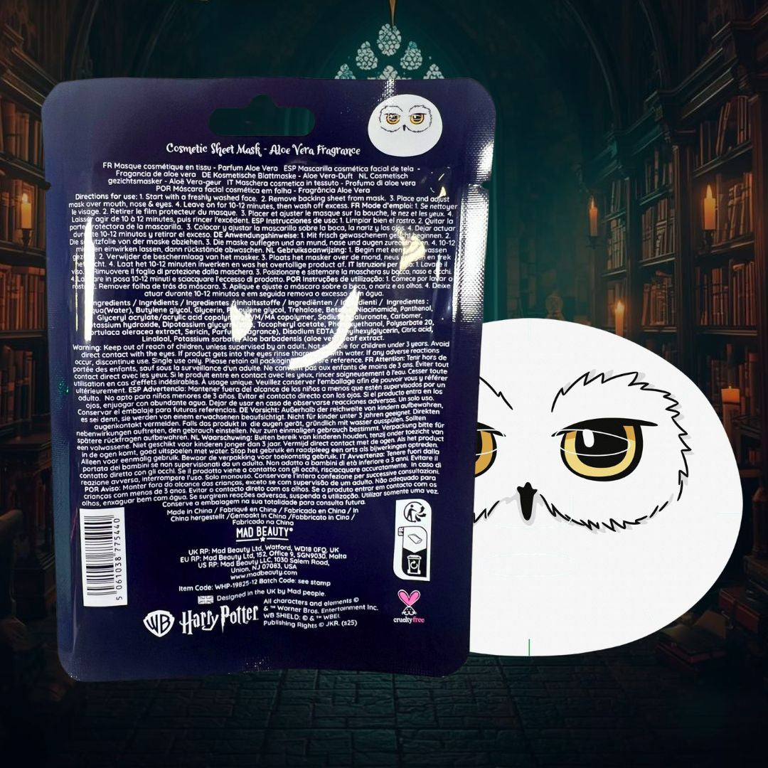 HARRY POTTER EDVIGE – Maschera Viso in Tessuto, Rivitalizzante con Aloe vera