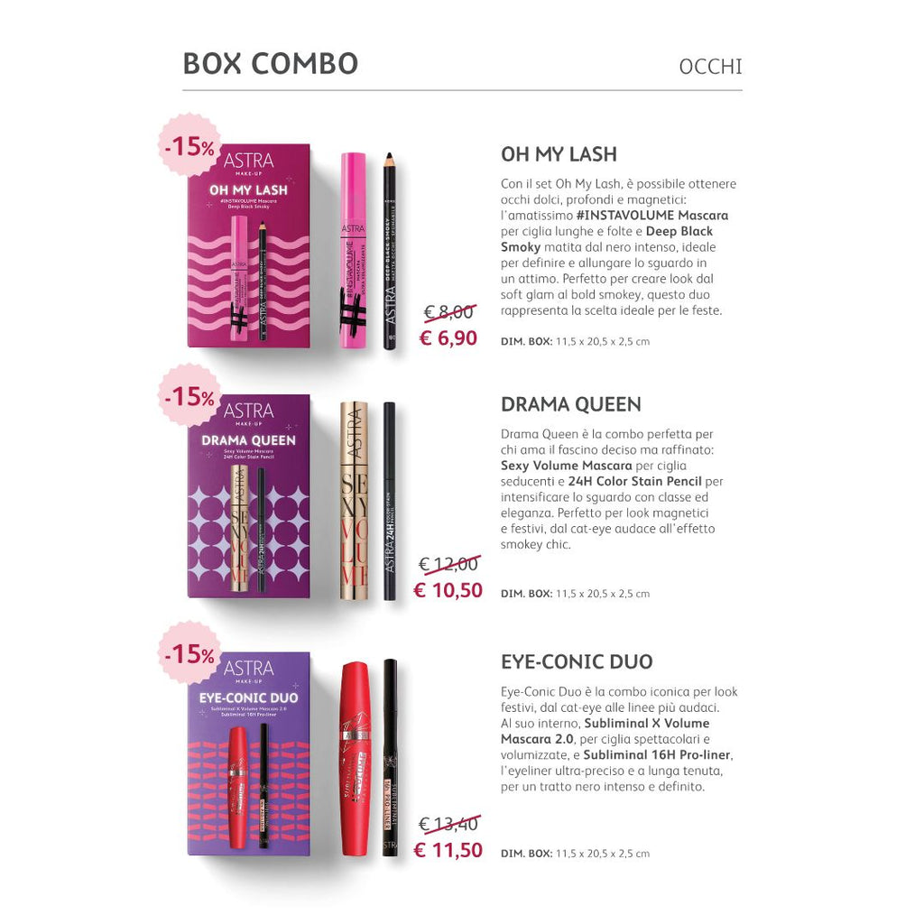 ASTRA MAKE UP BOX OCCHI | Drama Queen - Mascara Sexy Volume + 24H Color Stain Pencil