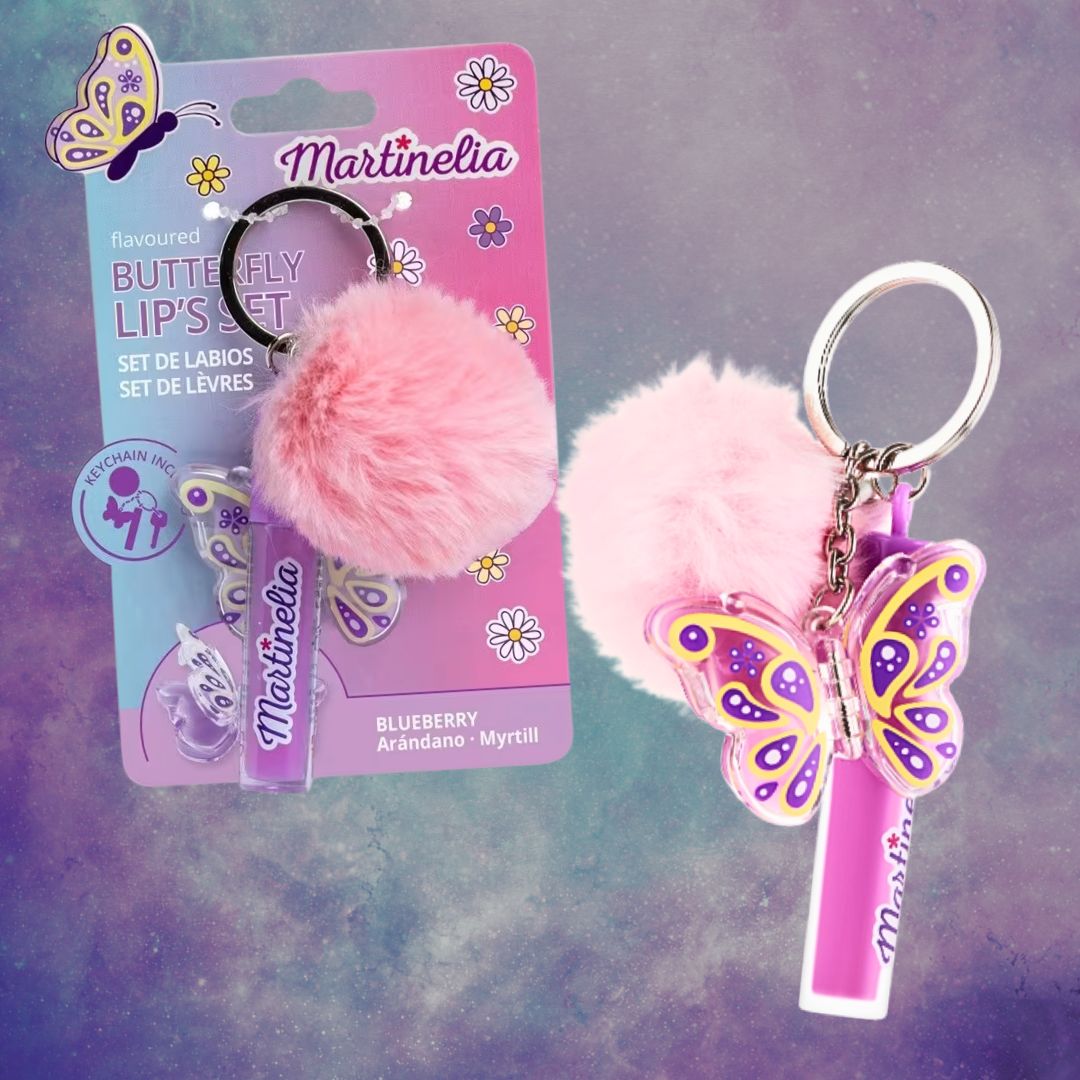 MARTINELIA BUTTERFLY LIP'S SET – Lucidalabbra & Balsamo Labbra con Portachiavi Pom Pom