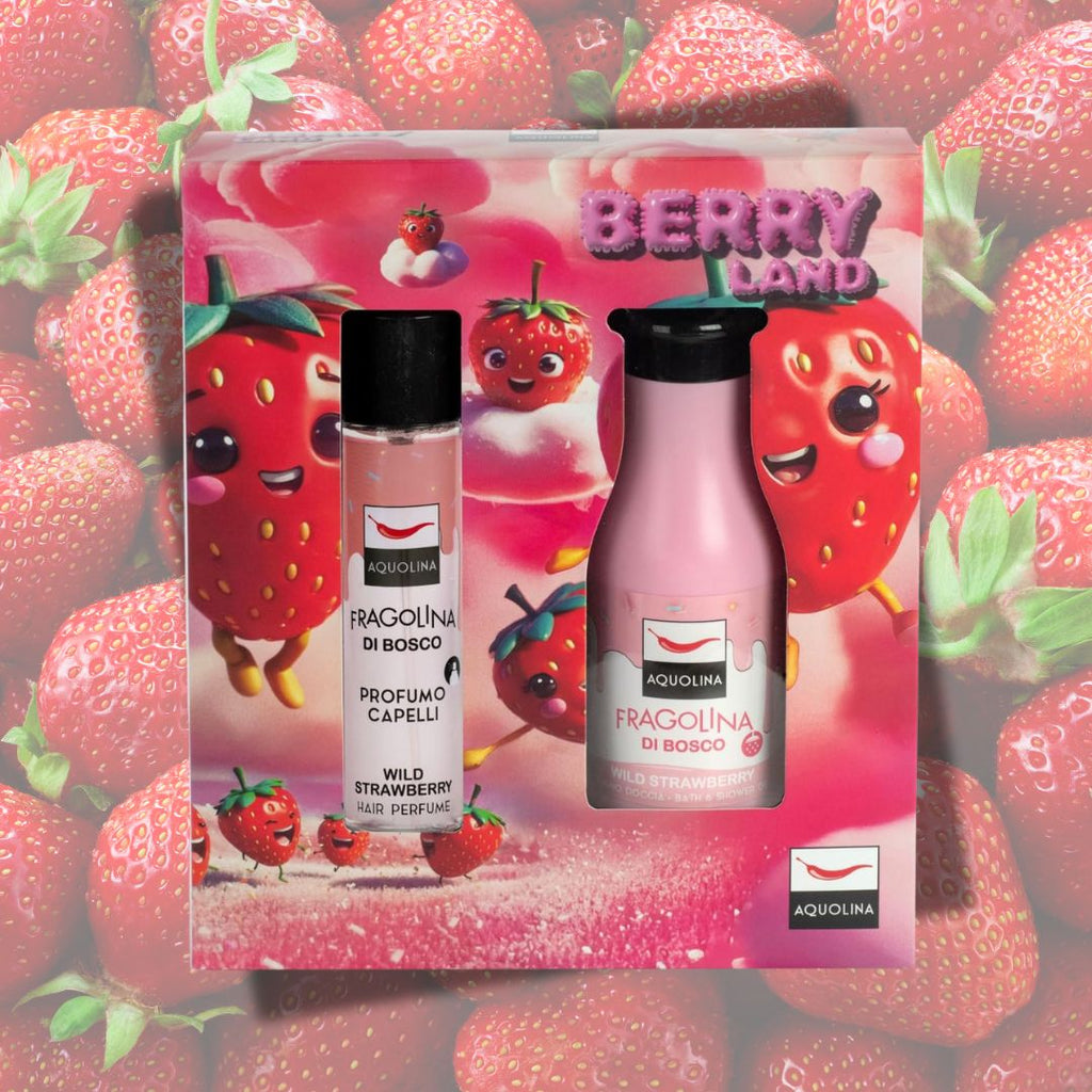 AQUOLINA FRAGOLINA DI BOSCO - Cofanetto Berry Land | Profumo Capelli 100ml + Bagno Doccia 250ml