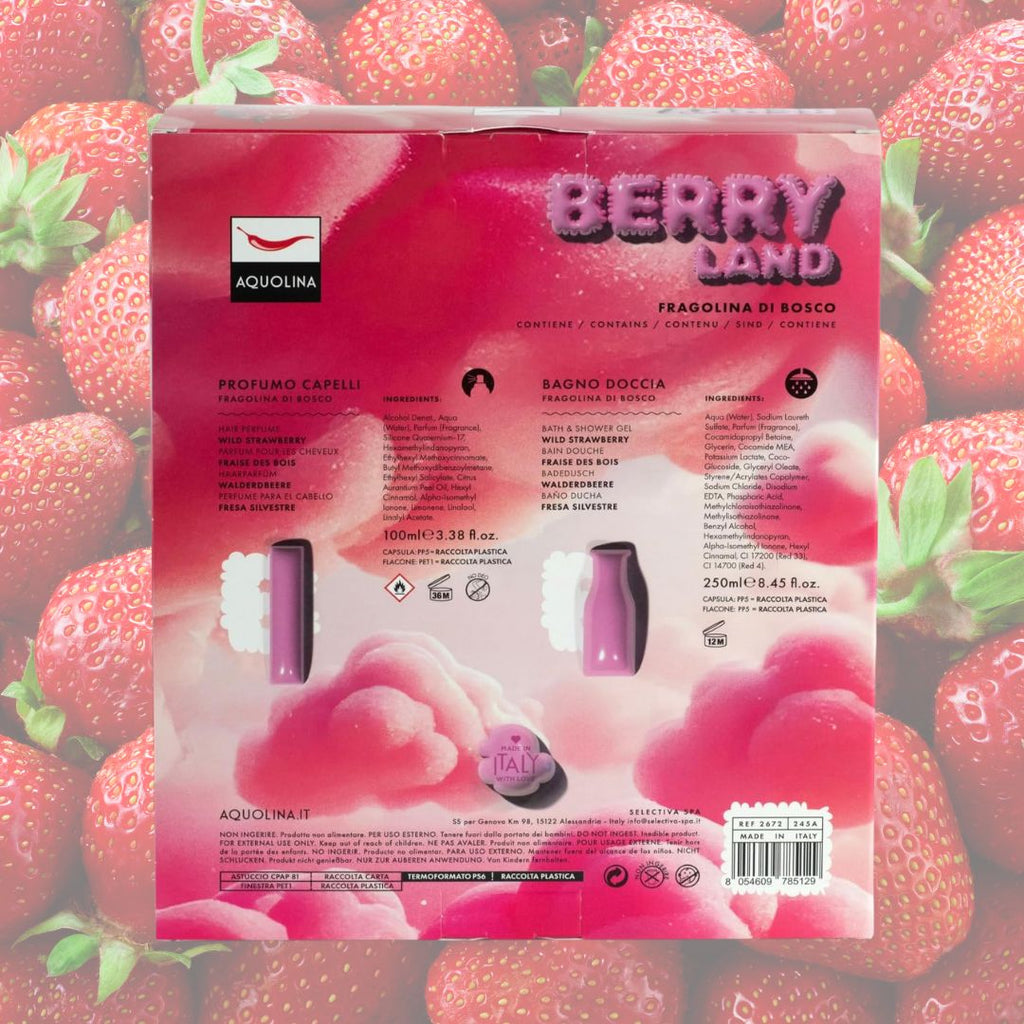 AQUOLINA FRAGOLINA DI BOSCO - Cofanetto Berry Land | Profumo Capelli 100ml + Bagno Doccia 250ml