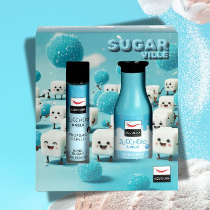 AQUOLINA ZUCCHERO A VELO - Cofanetto Sugar Ville | Profumo Capelli 100ml + Bagno Doccia 250ml