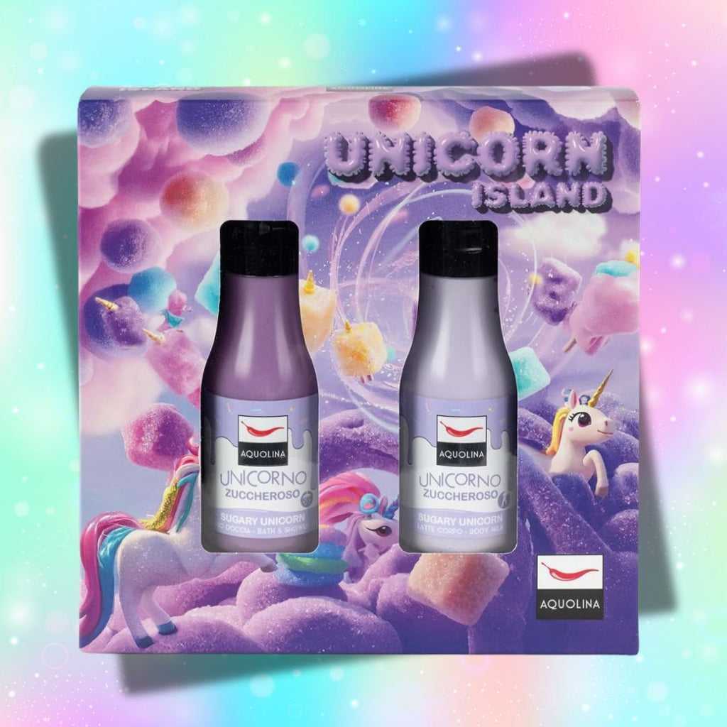 AQUOLINA UNICORNO ZUCCHEROSO - Cofanetto Unicorn Island | Bagno Doccia 125ml + Latte Corpo 125ml