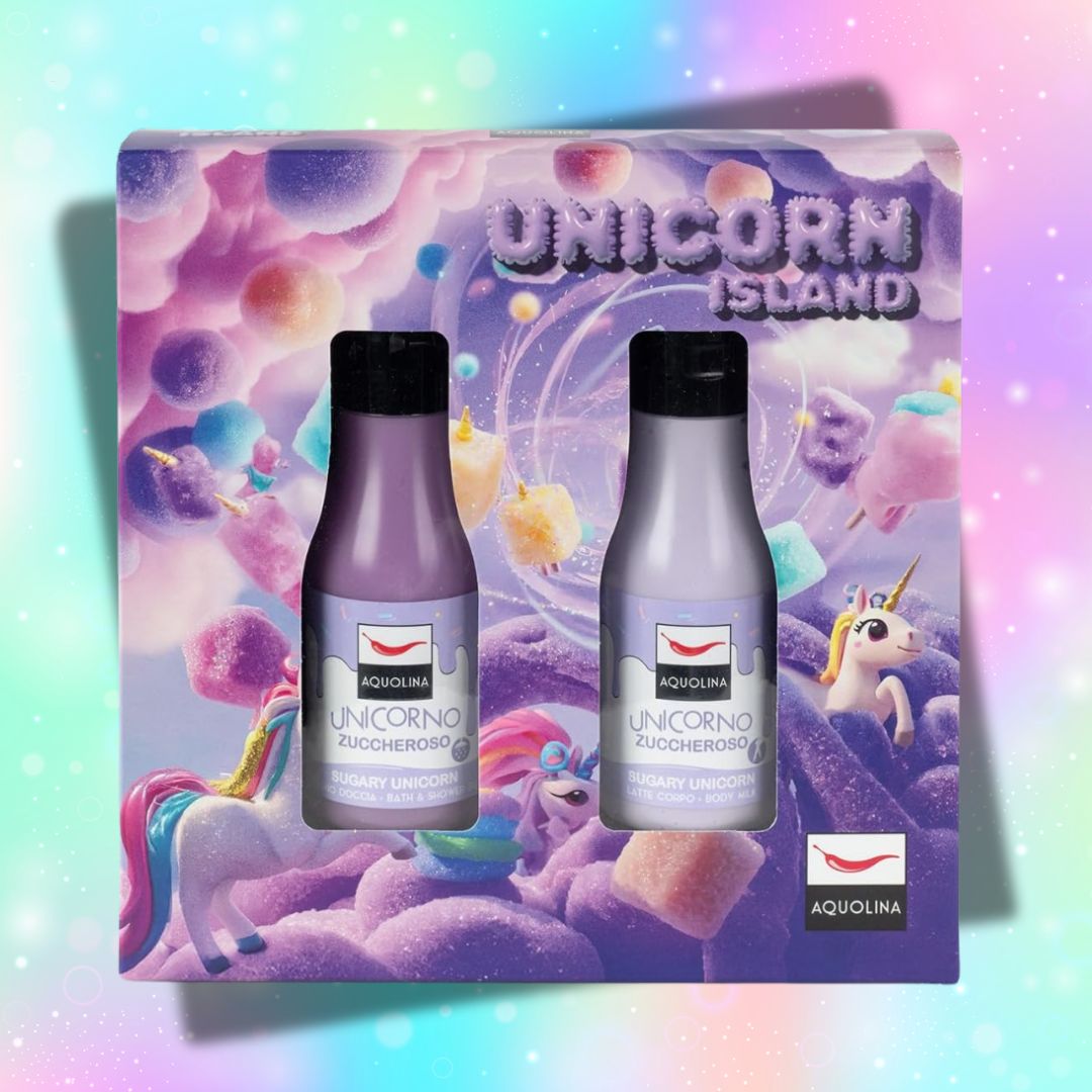 AQUOLINA UNICORNO ZUCCHEROSO - Cofanetto Unicorn Island | Bagno Doccia 125ml + Latte Corpo 125ml